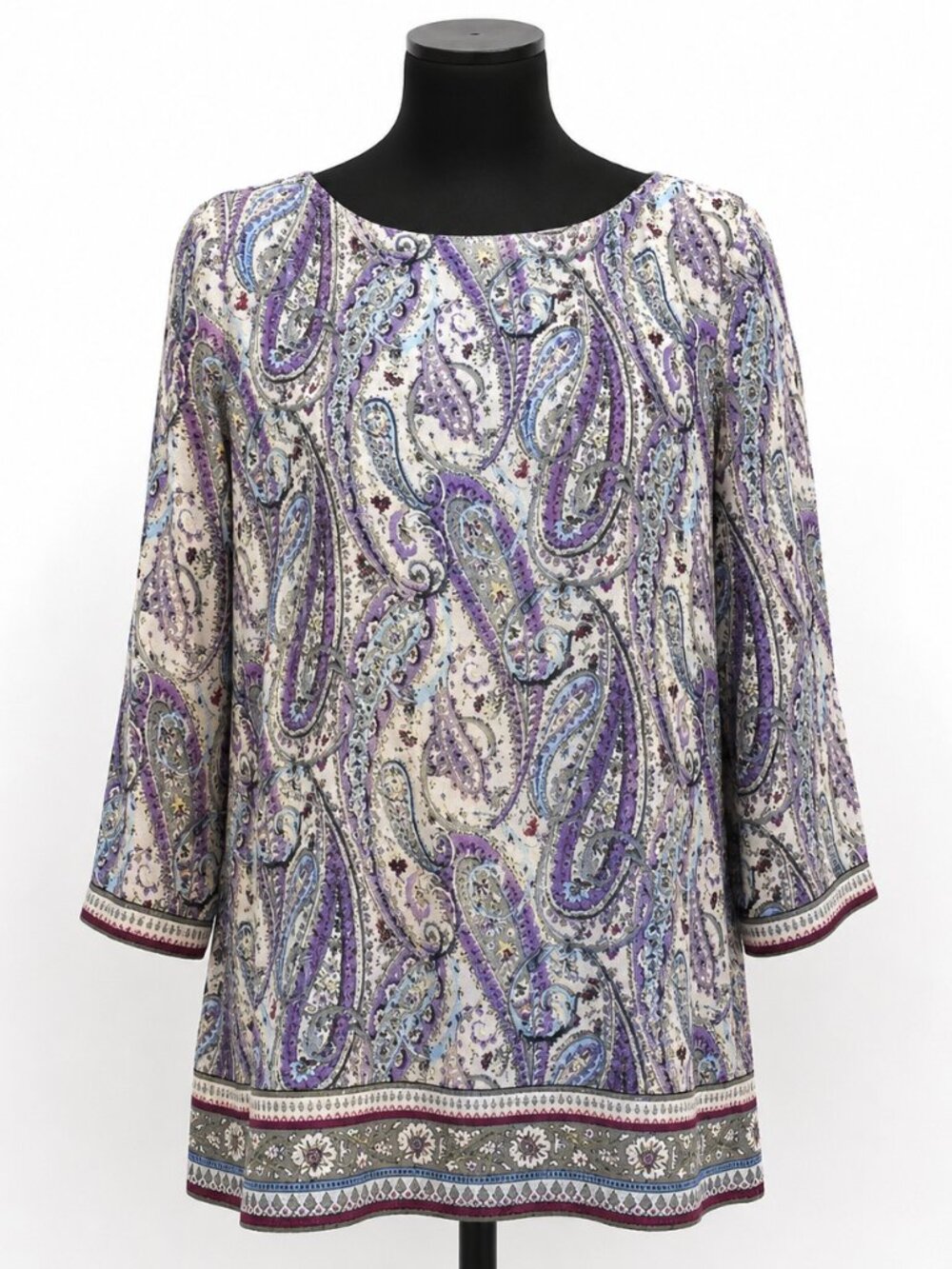 J Jill Adara Violet Paisley Wrapped-Back Tunic Top sz M